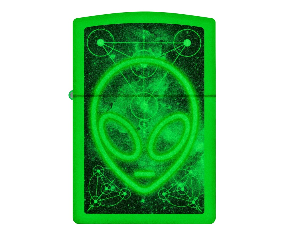 Aansteker Zippo Alien Design Color in The Dark Green