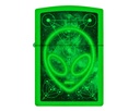 Aansteker Zippo Alien Design Color in The Dark Green