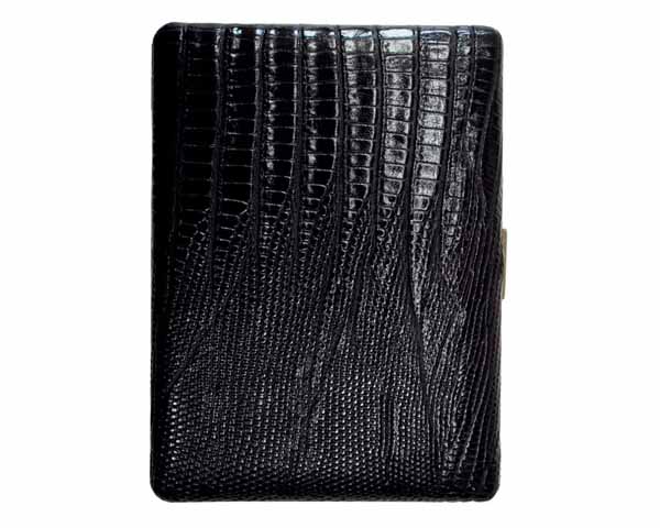 Etui Sigaret Pearl Leder Zwart Lezard 9sks