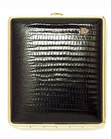 Etui Cigarette VH 520 Cuir Doré Lezard Noir 18ks