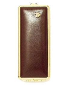 Etui Sigaret VH 813 Leder Goud Bruin 8sks