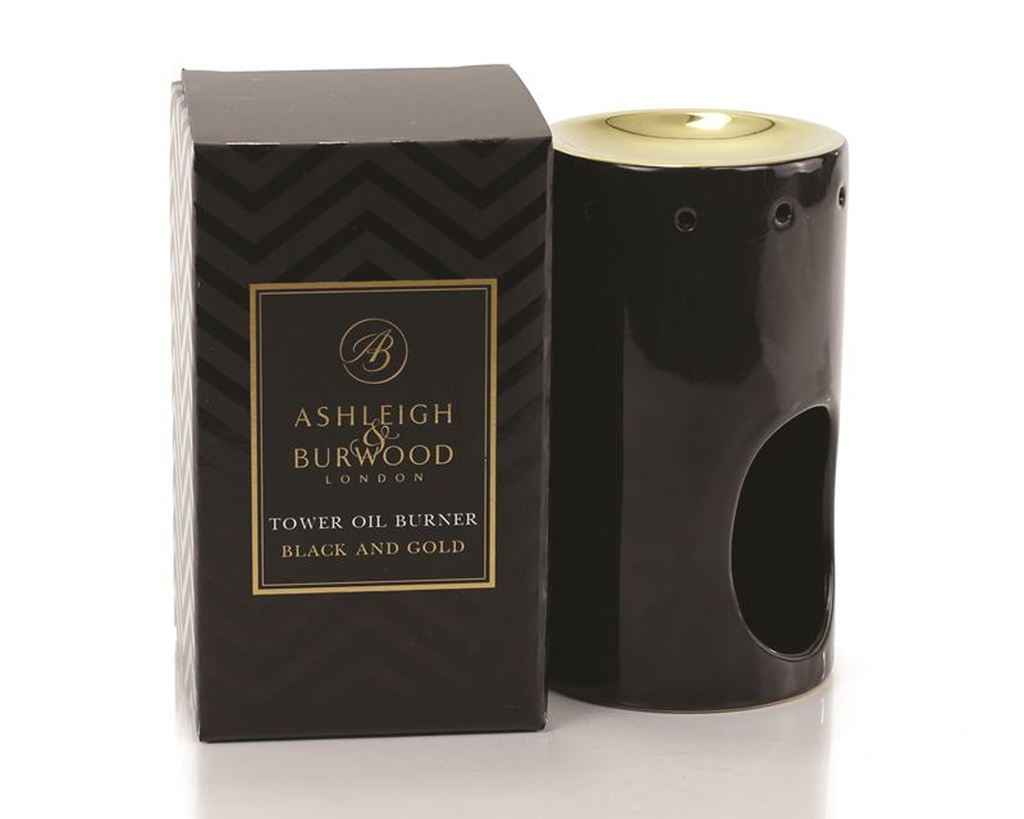 Oil Burner Tower Black and Gold