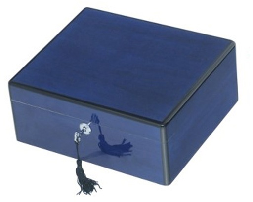[Q44504] Humidor Lubinski Bleu Foncé Haute Brillance - 50 Cigares