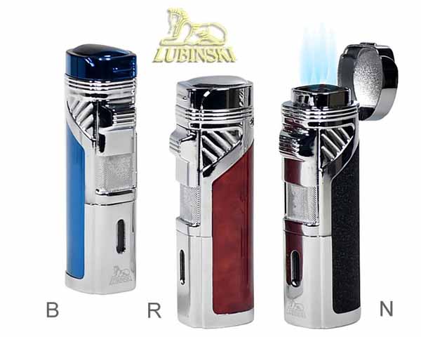 Briquet Lubinski Titan 4 Jet avec Puncher Bleu