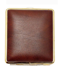 Etui Sigaret VH 520 Leder Goud Bruin 18ks