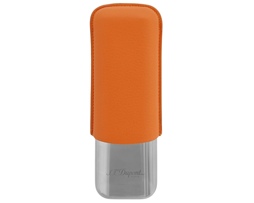 Etui Cigare Dupont Orange Grain/Chrome 2 Cigares