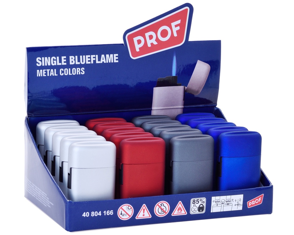 Briquet Prof Met/Rub Single Blueflame