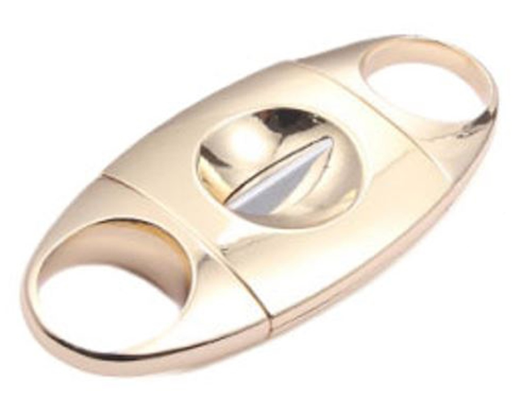 Cigar Cutter Metal V-Cut Gold