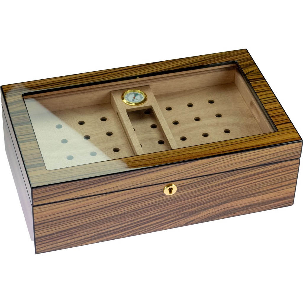 Humidor Zebranohout Hoogglans / Glas - 50 Sigaren