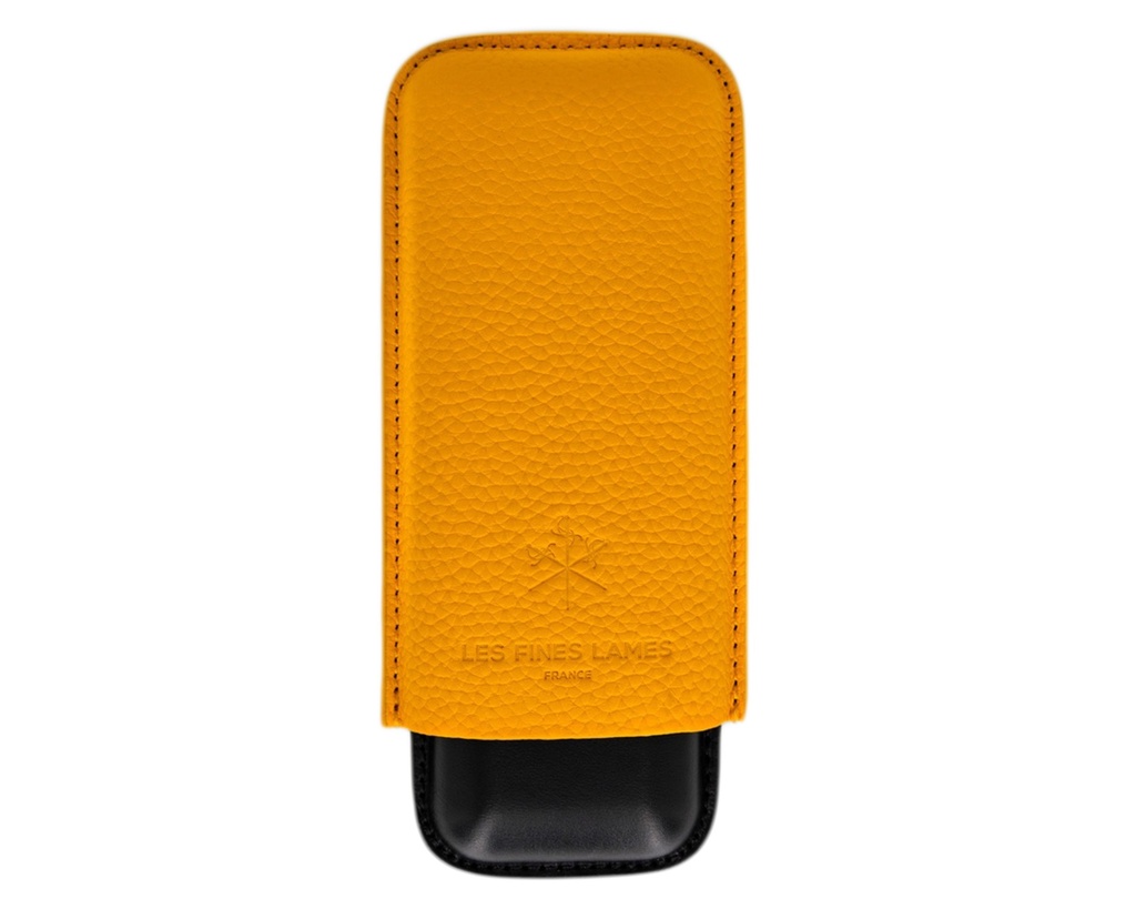 Etui Cigare LFL Duo Jaune Cuir Grainé