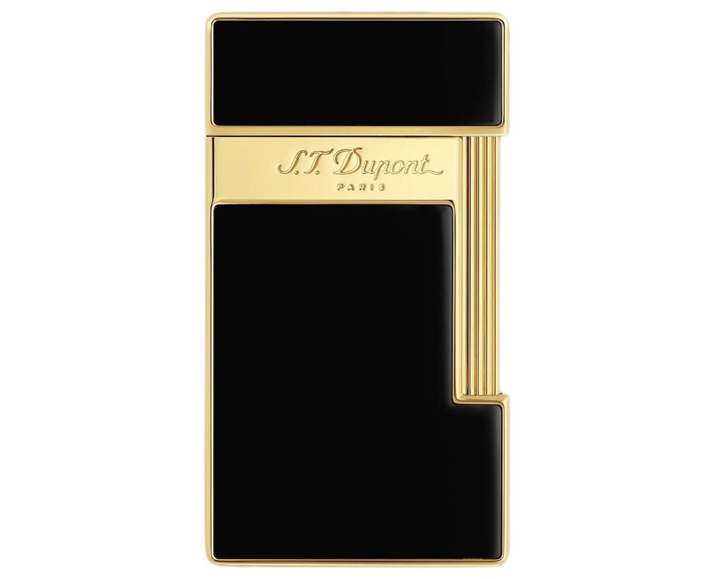 Briquet Dupont Slimmy Laque Brillante Noire Dore