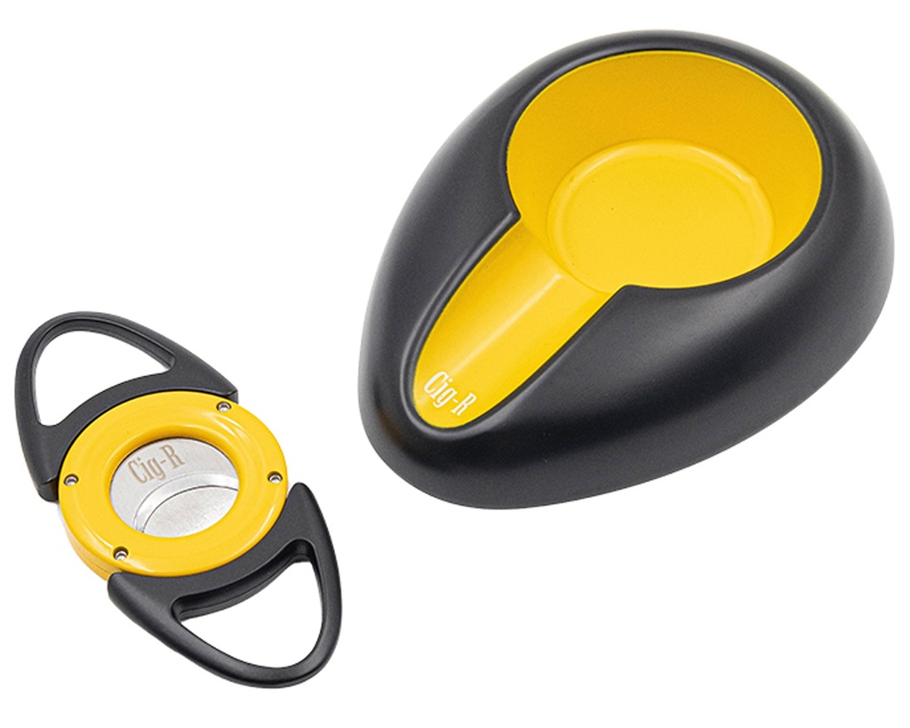 Cigar Cutter Cig'R Set + Ashtray Yellow 22mm