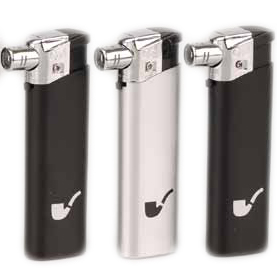 [017597] Briquet Pipe Jetable Cool Piezo Noir/Argent
