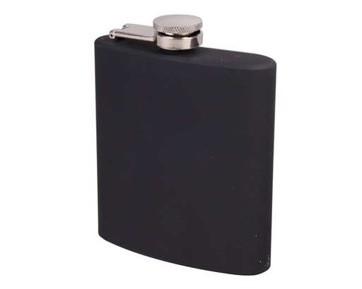 [22226] Hip Flask Rubber Black 6oz