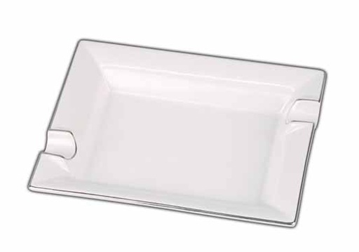 [513281] Cendrier Cigare Porcelaine Blanc/Chrome