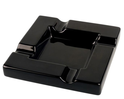 [523042] Ashtray Cigar Ceramic Shiny Black 4 Rests