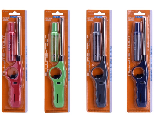 [40411535] Candle Lighter Disposable  Prof Hake 4 Colors with Gas Bottle Blister