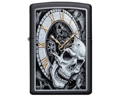 [60004591] Briquet Zippo Skull Clock