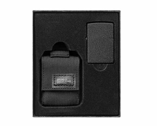 [60005678] Gift Set Zippo Molle Etui Noir et Briquet Zippo Black Crackle