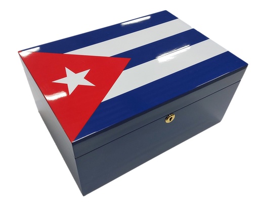 [HAB9] Humidor Cuban Flag HG Blauw 100 Sigaren 34x25x16cm