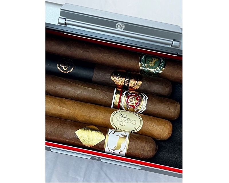 [HTRB2GUN] Reis Humidor VB Alu Strepen Gun 5 Sigaren