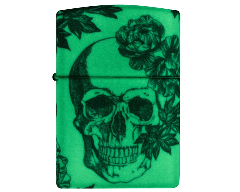 [60007067] Briquet Zippo Floral Skull Design 