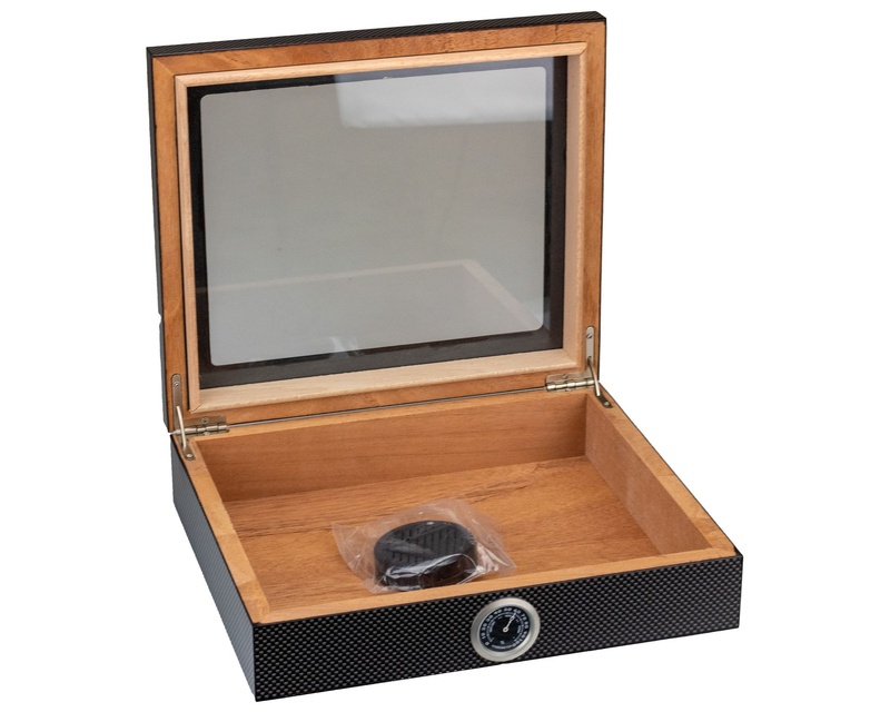 [13002] Humidor Carbon Mat Glastop - 12 Sigaren