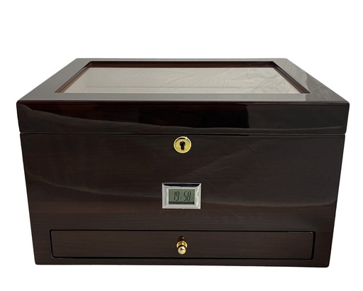 [SK1044B] Humidor Mat Dark Cherry Glastop 120 Sigaren