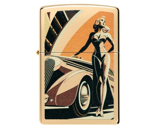 [60007258] Aansteker Zippo Vintage Car and Woman Design