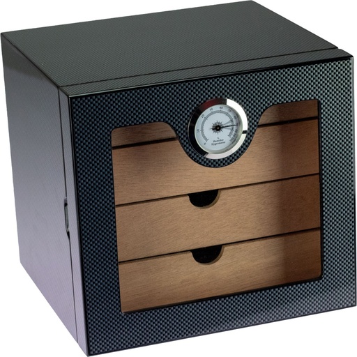 [29205] Humidor Carbon Hoogglans 80 Sigaren 4 Laden