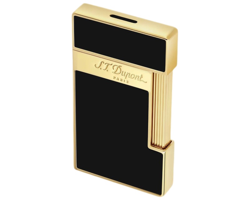 [028222] Lighter Dupont Slimmy Shiny Black Lacquer Gold