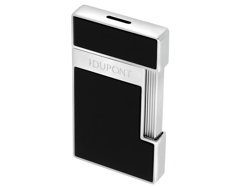 [028221] Aansteker Dupont Slimmy Shiny Zwart Lak Chrome