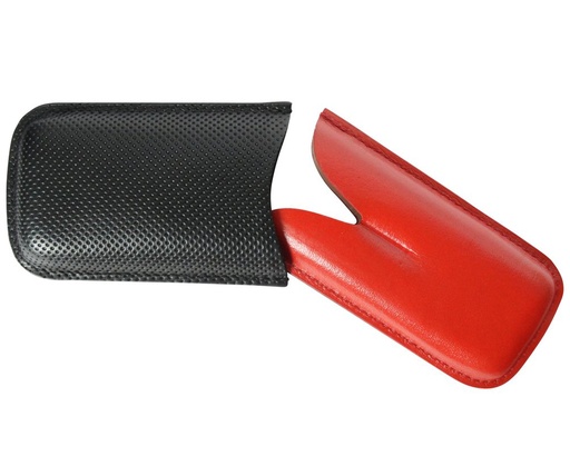 [09281] Etui Cigare Cuir Noir/Rouge 2 Robusto